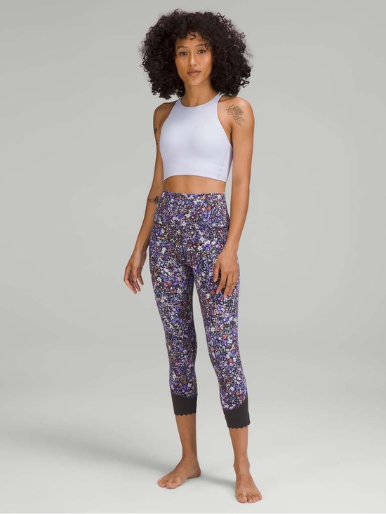 lululemon athletica Pants - Lululemon Floral Print Leggings with Black Waistband